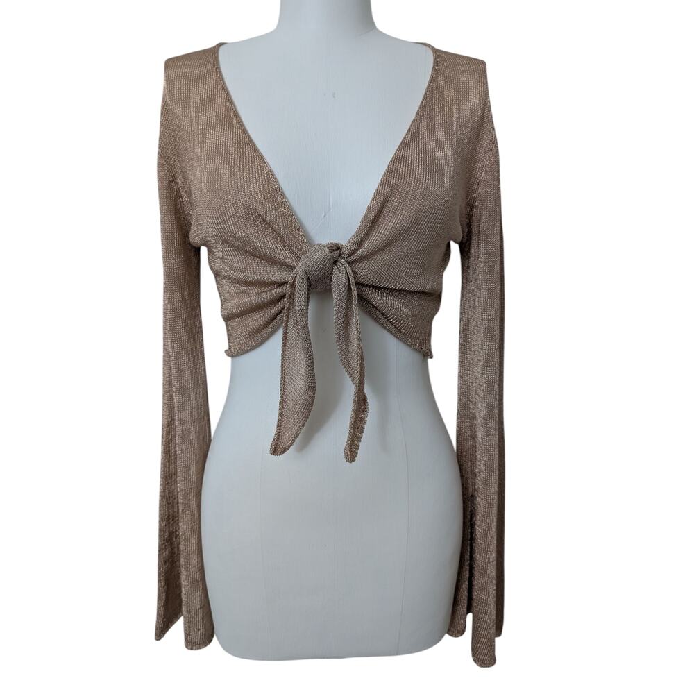 forever 21 rose gold mesh wrap cardigan size small